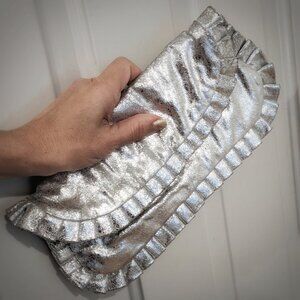 Silver Ruffled Leather Y2K Vintage Erena Lipatova Wristlet / Clutch Bag